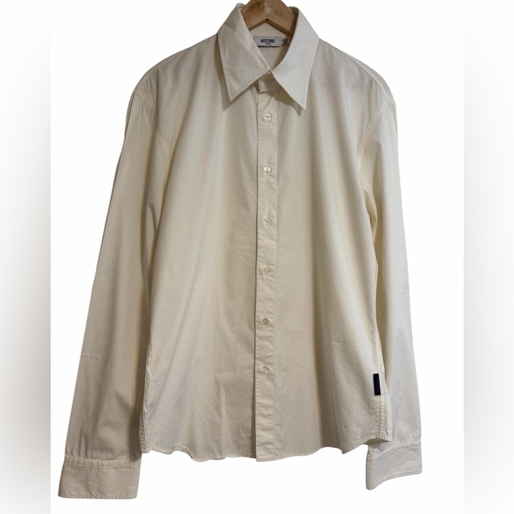 Moschino Cream Long-Sleeve Dress Shirt - Point Collar - Picture 2 of 8